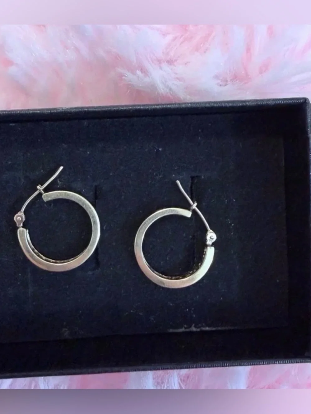 10K Solid Gold Natural Diamonds Hoop Earrings